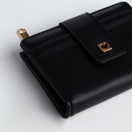 Women's wallet on the button, black color-2