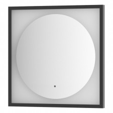 Зеркало в багетной раме с LED-подсветкой 12 Вт, 60x60 см, ИК - выключатель, тёплый белый свет, чёрна