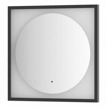 Mirror in a baguette frame with LED backlight 12 W, 60x60 cm, IR - switch, warm white light, black