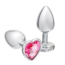 Anal traffic jam-hoods, silver, pink crystal, in the shape of a heart, d = 28 mm