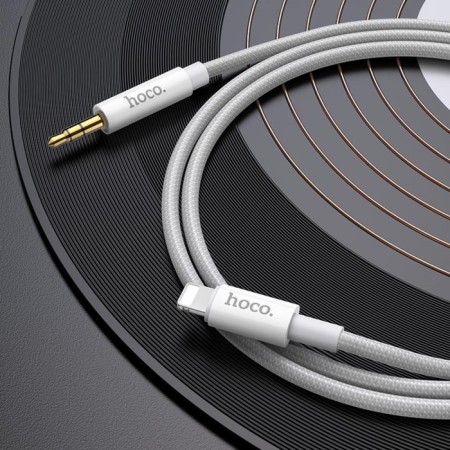 Hoco UPA19, Jack 3.5 mm (M) - Lightning, 1 m, nylon, silver cable-3