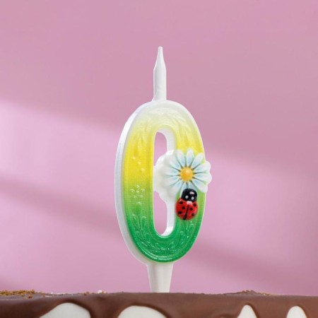 Candle for the cake "Chamomile", 10.2 cm, multi -colored number "0"