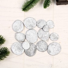 Decor made of wood “SPILA” silver, set 55 g, size: from 2 to 10 cm
