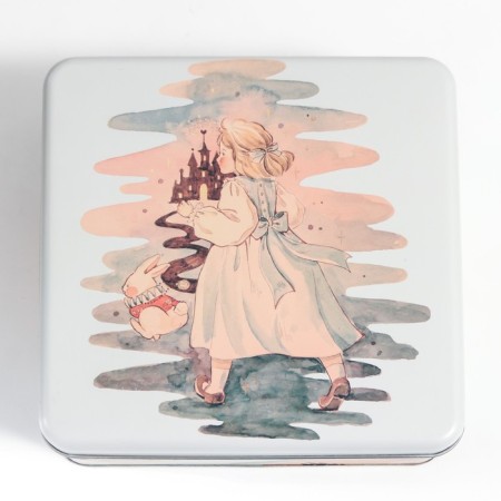 Casket Metal Square "On the way to the castle" 5.8x17x17 cm-2