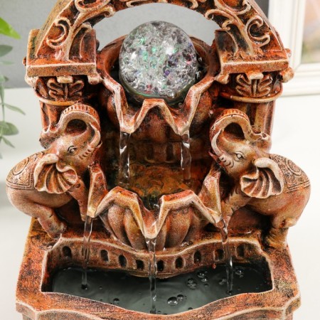The desktop fountain from the network, the backlight "Two elephants under the arch" 19x14x26 cm-4