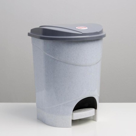 Garbage container with pedal, 7 l, marble color-5