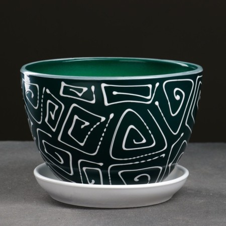 Pot floral abstraction green 1.65 liters-4