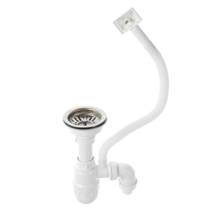 Kitchen sink "Vladiks", cut, with a siphon, 77x48 cm, left, stainless steel 0.6 mm-3