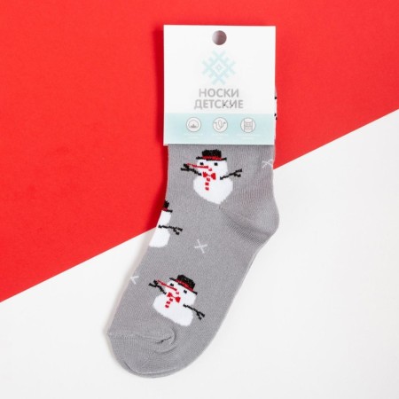 New Year's socks KAFTAN "Snowmen" rr 14-16, gray-2