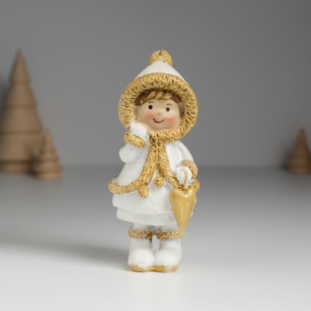 Souvenir Polystone "Baby in a white fur coat in mittens" mix 5x4x11.5 cm-1