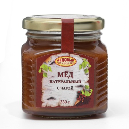 Natural honey with chaga, 330 g, glass-2