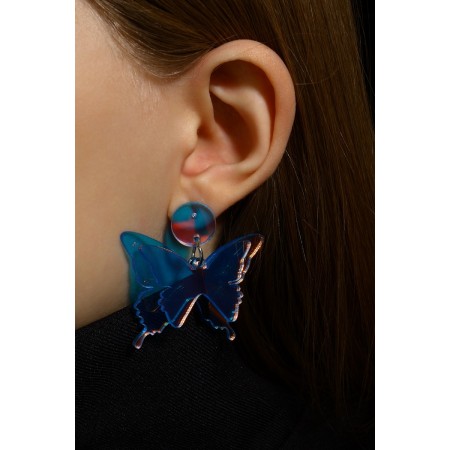Acrylic earrings "radiance" butterflies, blue color-5