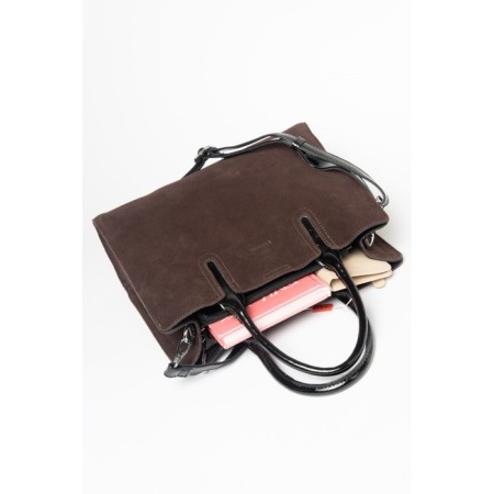 Bag Tout Women, Natural suede, Ludor Brown, 33x10x27 cm-4