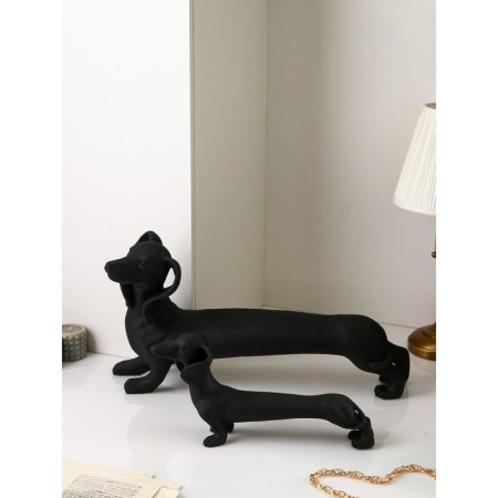Set of figures "Dachshund", polystone, 35 cm, black matte color-1