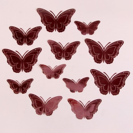 Set for decorating "Butterflies", 12 pieces, color pink gold
