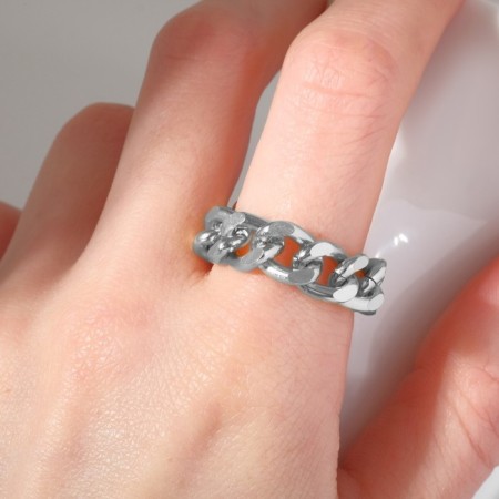 Ring "Chain" large links, color silver, 20 size-1