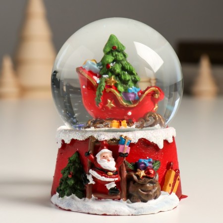 Souvenir Polystone Water Ball "Sails Santa Claus with gifts" 7x8x9 cm-1