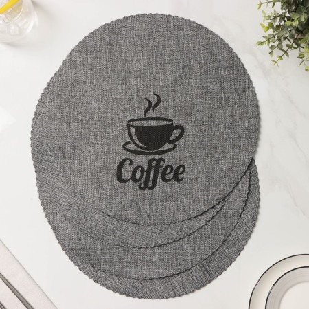 Набор салфеток сервировочных Доляна Coffee, 4 шт, d=37 см, цвет серый-2