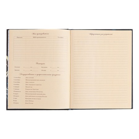 Diary for a music school, 48 sheets, hard cover, matte lamination, foil embossing, reference information, block 60g/m2-5