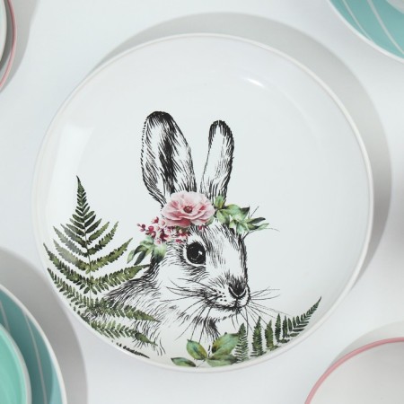 A set of dishes for 4 persons "Easter. Forest characters ”, 16 objects: 4 plates 23 cm, 4 bowls 14.5 cm, 4 circles 250 ml, 4 saucers 15 cm.-6