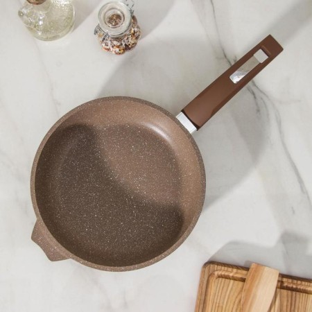 Granite Brown pan, d = 22 cm, plastic handle, anti -stick coating, brown color-1