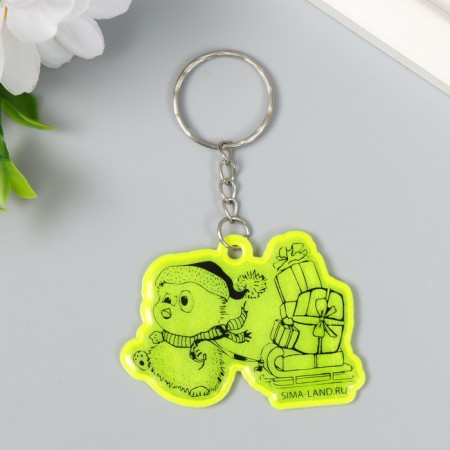 Browler plastic reflective "Penguin with sledges with gifts" 4x5.5 cm-2