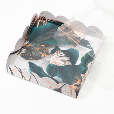Box for cookies, "marble herbarium", 12 x 12 x 3 cm-2