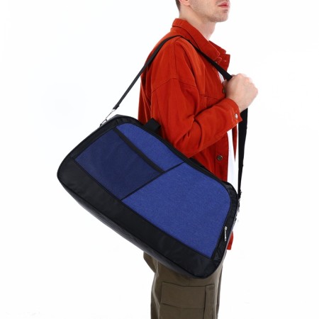 Road bag on lightning, 2 outer pockets, long belt, black/blue color-2