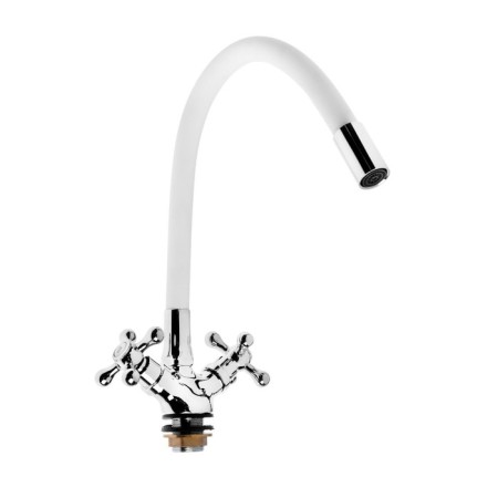 Kitchen mixer Zein Z2103, two -wound, silicone spout, white/chromium-4