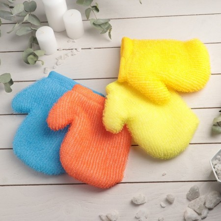Body washcloth "mittens", 27 × 22 cm, color mix-3
