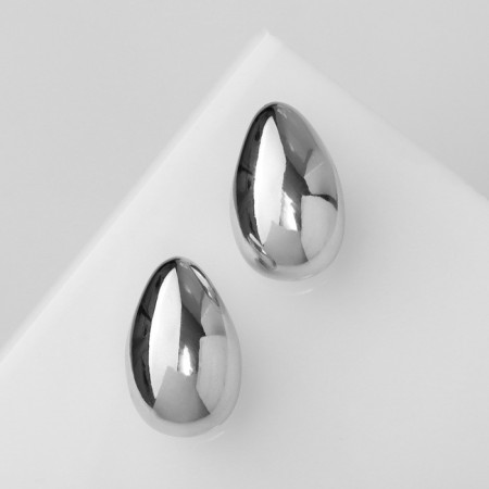 Earrings Plastic "drop" MAX structure, silver color-2