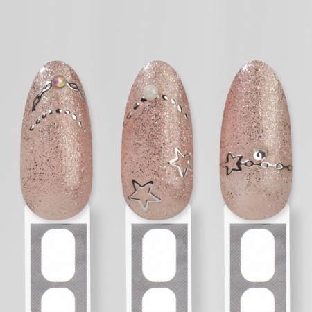Nail stickers "chains", voluminous, foil, silver color-3