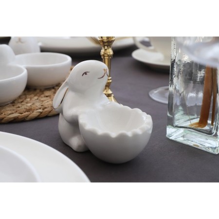The egg stand “Bunny in gold”, 11 × 6 × 8 cm, white color-5
