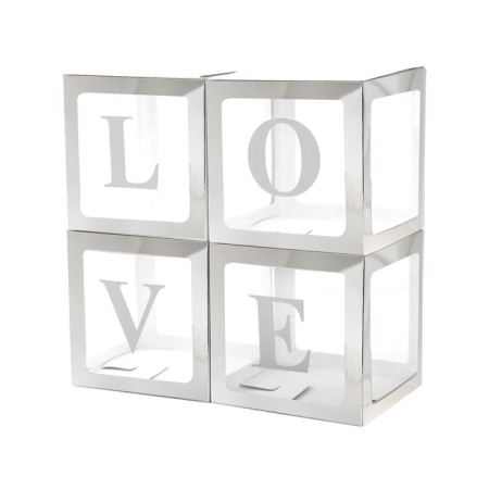 A set of boxes for balloon balls, silver, 30x30x30 cm, in packaging 4 pcs.