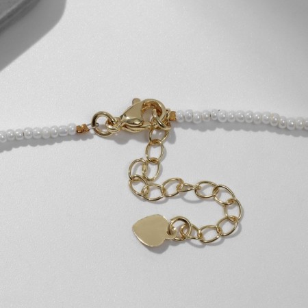 Choker No. 2 "Mallorca" Flower, white color in gold, 35.5 + 5 cm extension cord-1