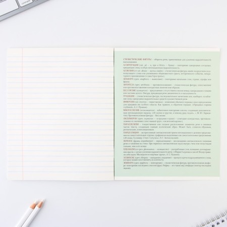An objective notebook 48 sheets, A5, gradient, with reference materials “September 1: Literature”, cover coated cardboard 230 gr., Inner block in a line of 80 gr., White is 96%, block No. 1.-3