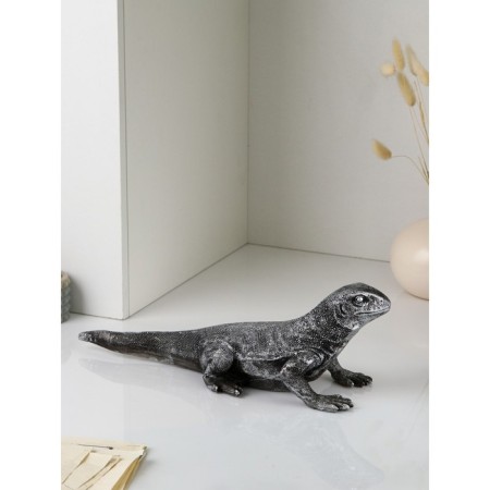 Figure "Varan", polystone, 14 cm, silver color-3