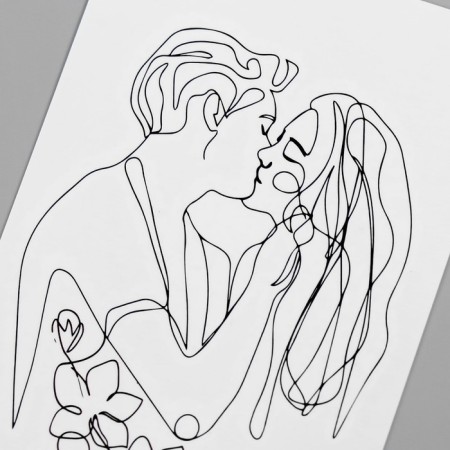 Tattoo on the body Black "Contour. The couple" 6x10.5 cm-5