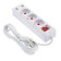 Extension cord Luazon Lighting, 3 sockets, 2 m, 10 A, 2200W, 2x0.75 mm2, 2xUSB, with excavation, b