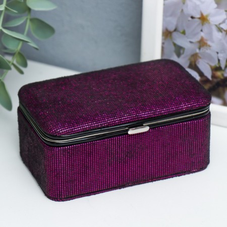 Casket to the leatherette for jewelry "Small squares. Violet" 6x7x12 cm