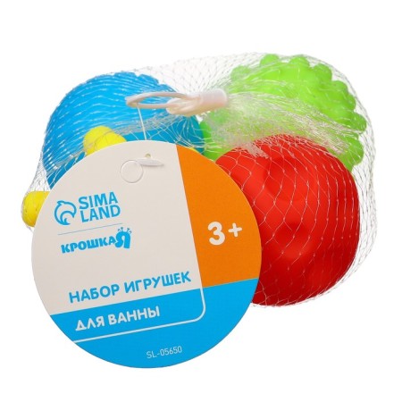 A set of developing tactile balls “Balls”, with a squeak, 4 pcs, types of mix, crumb I-6
