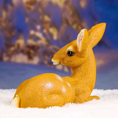 Garden figure "Lying Olenienok" from the polystone good souvenirs, 37cm, medium, brown-3