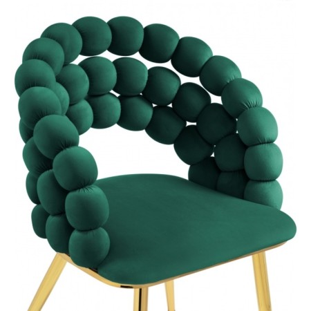 Stool on a metal frame Ball Beige/Gold, metal/velor, gold/green 61x60x81 cm-4