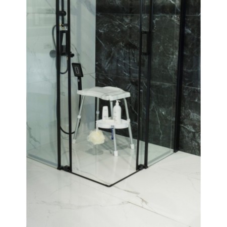 Apollo seat for the bathroom, with a holder, shelf, aluminum, plastic, 30x43 cm, white color-3