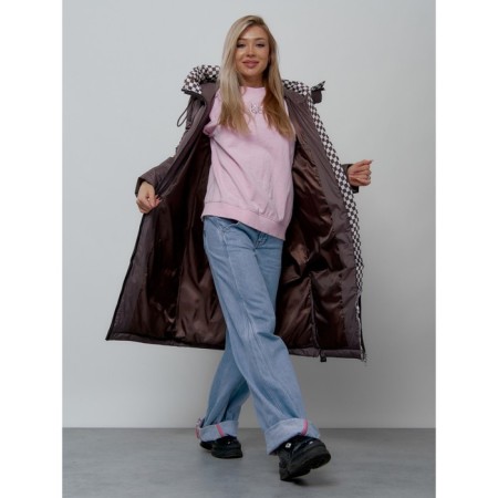 Coat insulated female, size 42, dark brown color-13