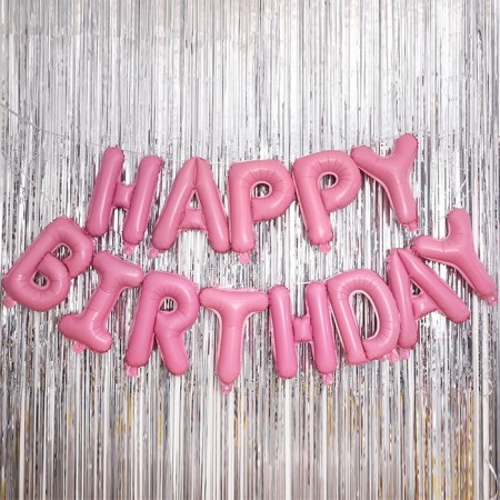 Foil ball 16 "Happy Birthday", capital letters, pink color-2