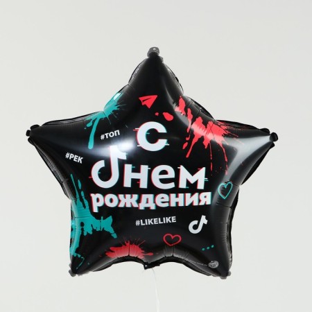 Foil ball 18 "Happy Birthday: #likelike", star, with a substrate-1