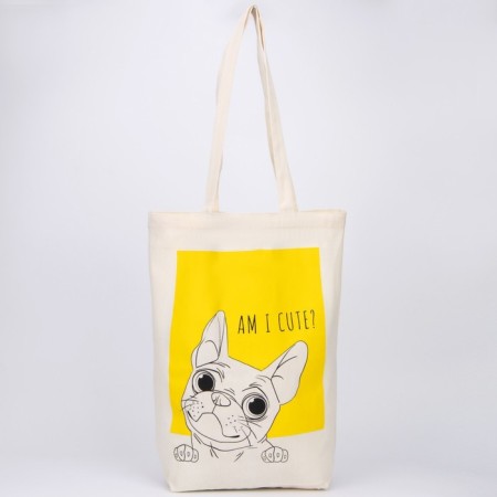 Bag-shope bulldog without lightning, without lining, 35x0.5x40 cm, beige color-2