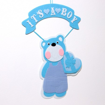 Decorative decoration (suspension) "Bear It’s a Boy" 30.5x30.5x49 cm, blue-2