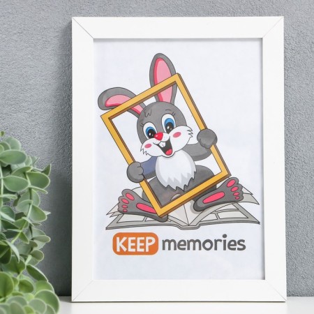 Photo frame MDF 15x21 cm, No. 6, white (plastic screen)-1